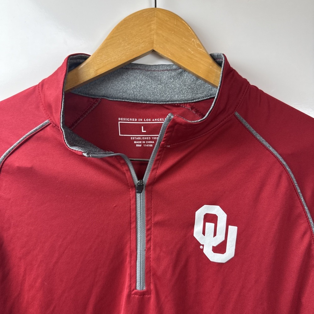 Men's Oklahoma Sooners OU Quarter-Zip Thin Light Jacket Red Large Designed In LA